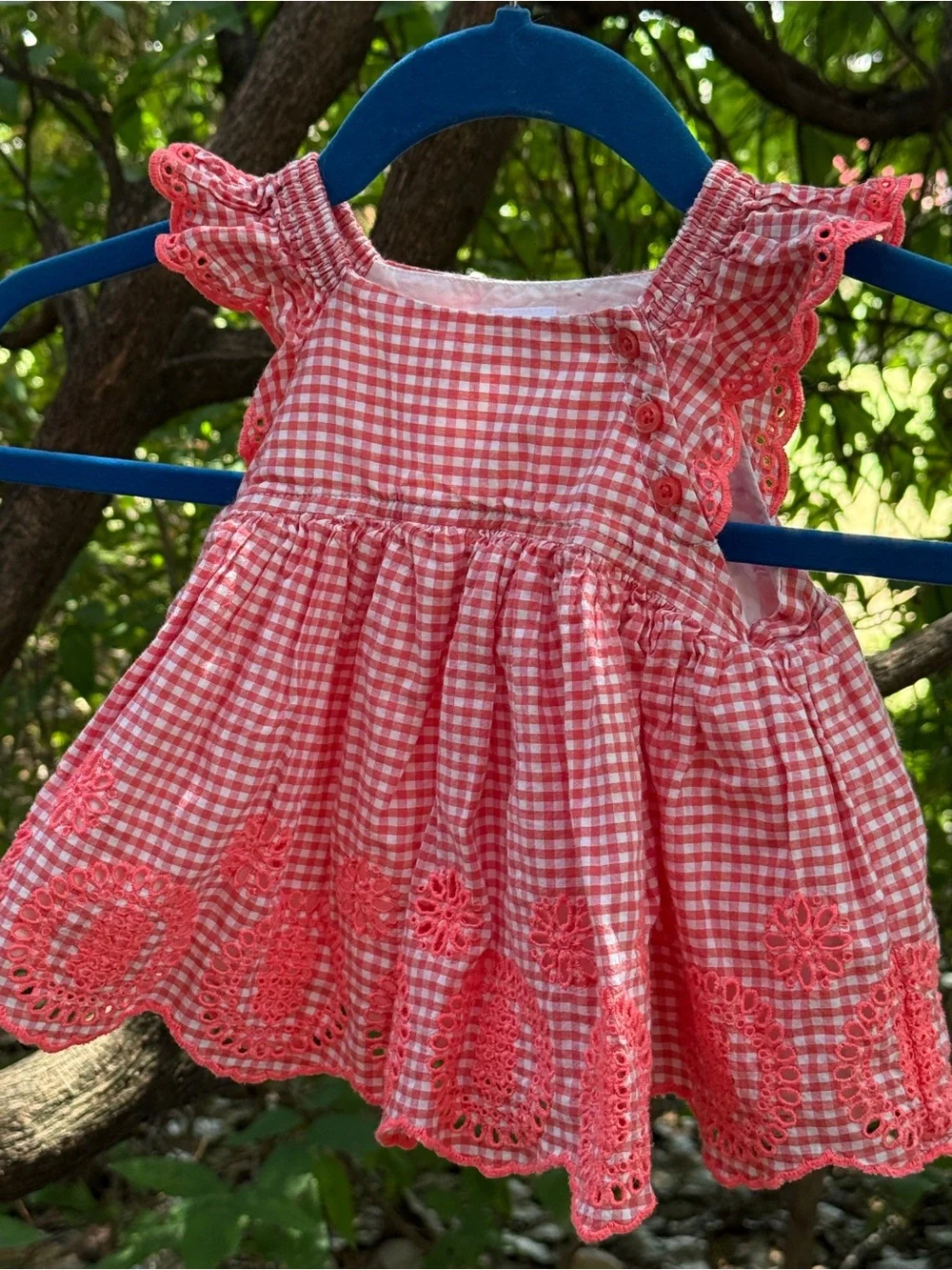 Baby Gap Embroidered Gingham Scalloped Frock